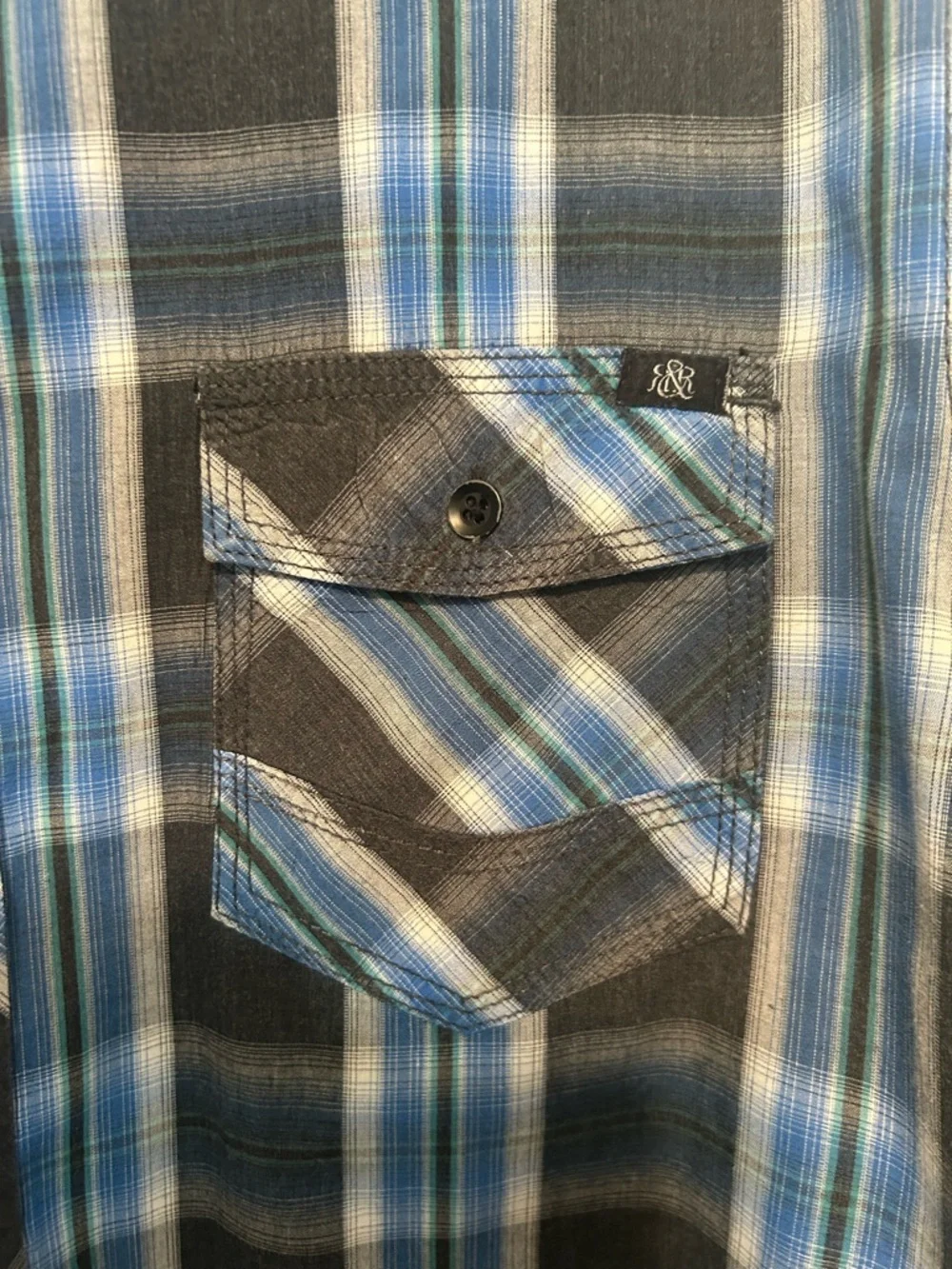 Rock & Republic Gray and Blue Plaid Button-Down Shirt - Picture 5 of 7